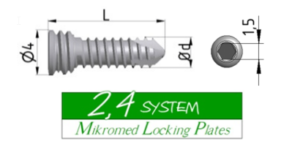 Locking screw SYSTEM 2,4 HEX