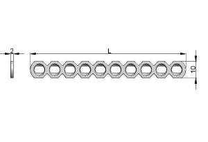 Płytka rekonstrukcyjna 10,0 x 2,0mm pod wkręty Ø3,5 i Ø4,0mm